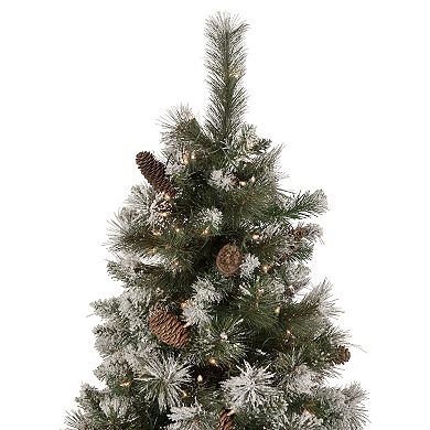 Northlight 6.5' Pre-lit Snow Valley Pine Artificial Christmas Tree - Clear Lights