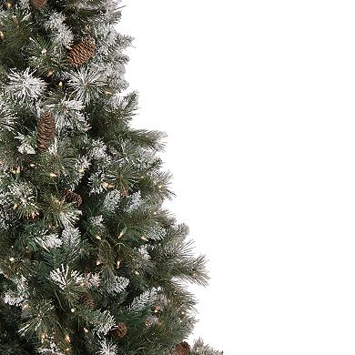Northlight 6.5' Pre-lit Snow Valley Pine Artificial Christmas Tree - Clear Lights