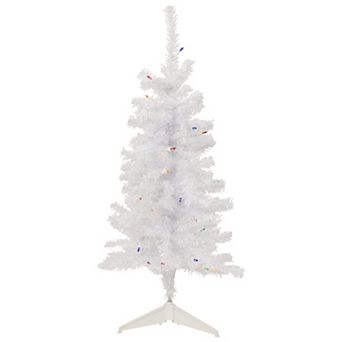 Northlight 3-ft. Pre-Lit Multicolor Lights Woodbury White Pine Slim Artificial Christmas Tree