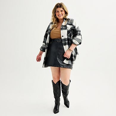 Juniors' Plus Size SO® Faux-Leather Belted A-Line Skirt