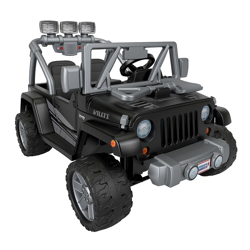 Power Wheels Jeep Wrangler Willys Battery-Powered Ride-On Vehicle with Lights & Sounds  Black