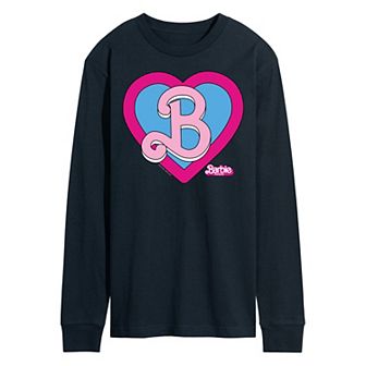 Men's Barbie Theatrical Heart Crest Long Sleeve Graphic Tee