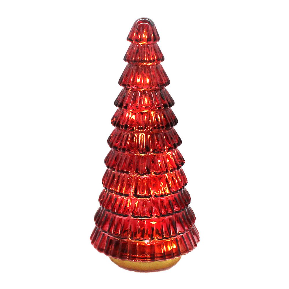 St. Nicholas Square® Red Glass LED Tree Table Decor
