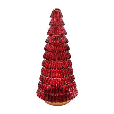 St. Nicholas Square® Red Glass LED Tree Table Decor