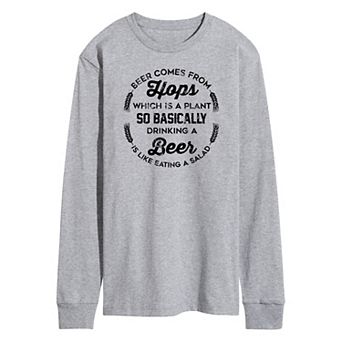 Men's Beer Comes From Hops Long Sleeve Graphic Tee