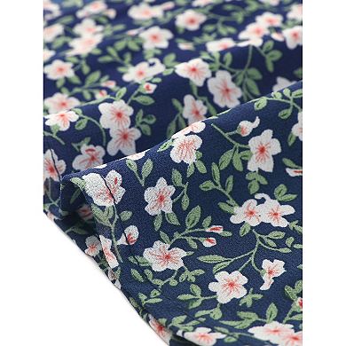 Women's Floral Blouse V Neck Relax Short Sleeve Tops