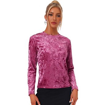 Women's Velvet Tops Round Neck Long Sleeve Casual T-shirt