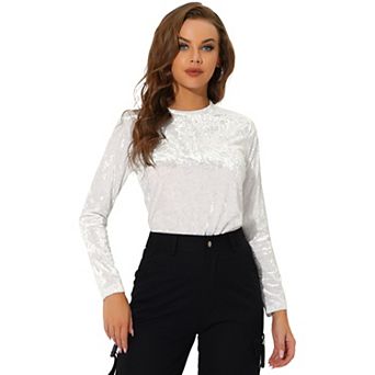 Women's Velvet Tops Round Neck Long Sleeve Casual T-shirt