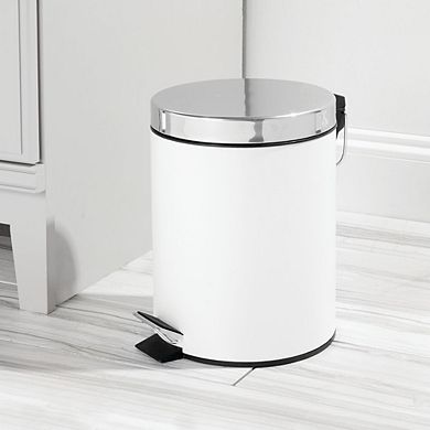 mDesign 5L Metal Round Step Garbage Trash Can with Removable Liner & Lid