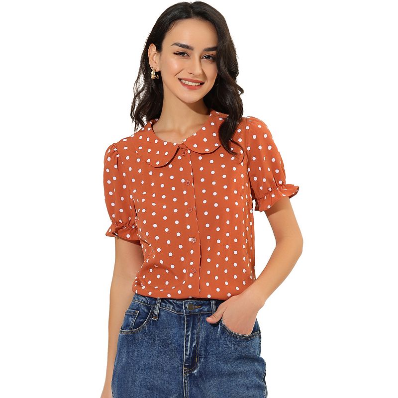 Polka Dot Short Sleeve Blouse