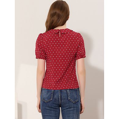 Women's Heart Shirt Sweet Peter Pan Collar Short Sleeve Blouse Tops
