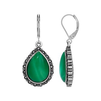 1928 Silver Tone Teardrop Earrings