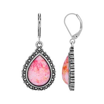 1928 Silver Tone Teardrop Earrings