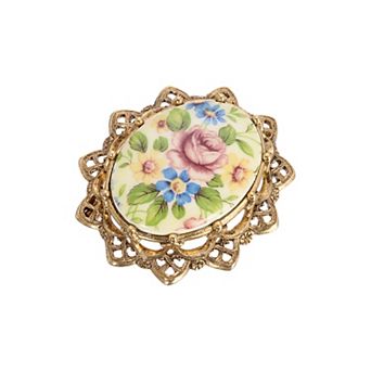 1928 Floral Decal Brooch