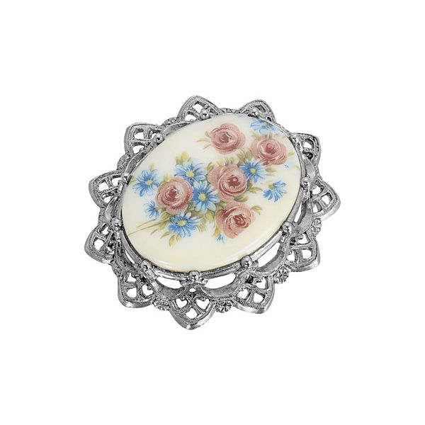 1928 Floral Decal Brooch
