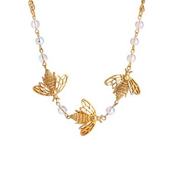 1928 Gold Tone Bumble Bee Necklace