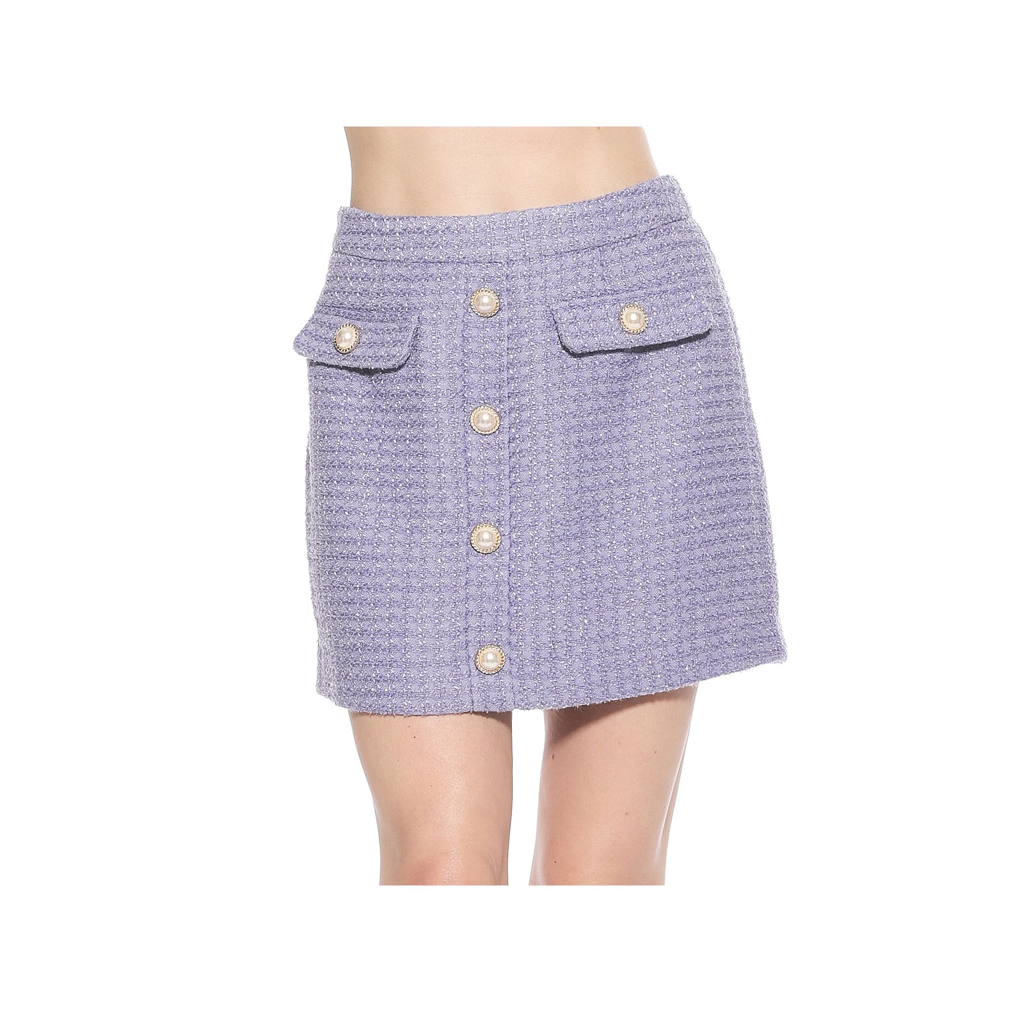 Womens ALEXIA ADMOR Wrenley Classic Tweed Mini Skirt, Size: 6, Purple