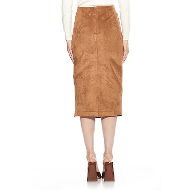 Women's ALEXIA ADMOR Zayla Suede Pencil Skirt with Ruching Detail