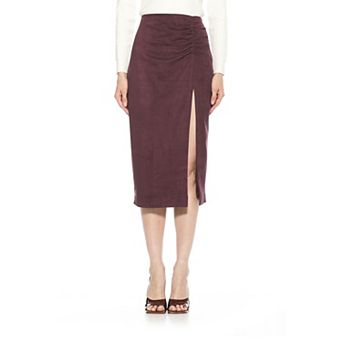 Women's ALEXIA ADMOR Zayla Suede Pencil Skirt with Ruching Detail