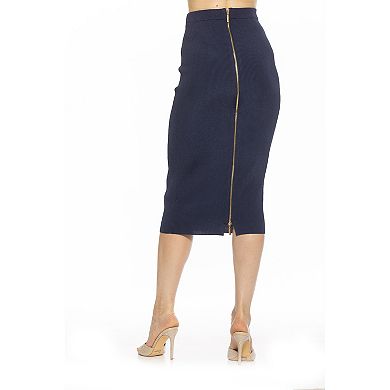 Women's ALEXIA ADMOR Ocean Ribbed Knit Fitted Midi Skirt