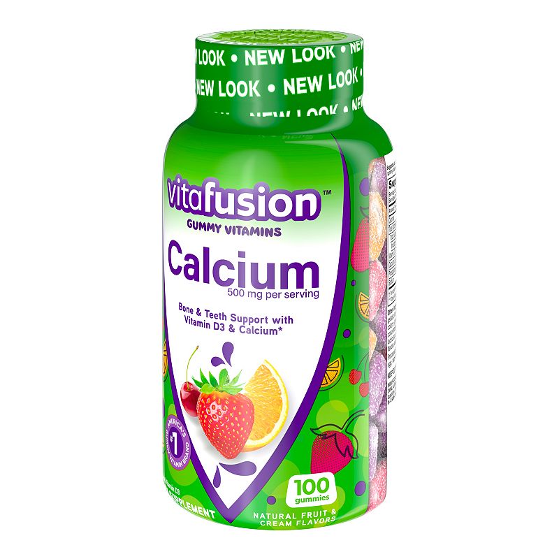 Vitafusion Calcium Gummy Dietary Supplement - Fruit & Cream - 100ct: 500mg Calcium, Gluten-Free, No Artificial Colors