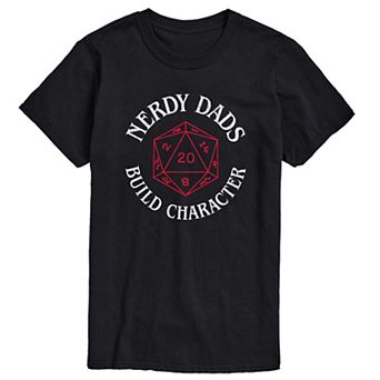 Big & Tall "Nerdy Dads Build Character" D20 Graphic Tee