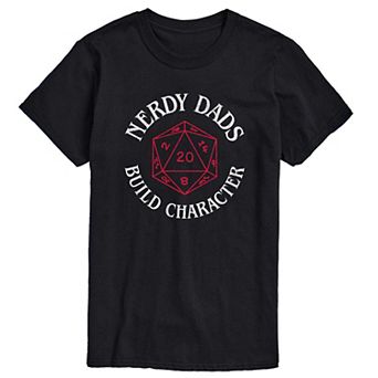 Men's Nerdy Dads Build Character Dungeons & Dragons D20 Graphic Tee