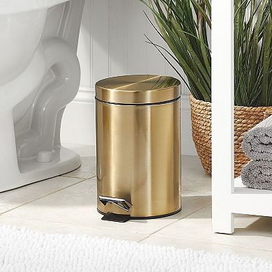 mDesign 12L Metal Round Step Garbage Trash Can with Removable Liner & Lid