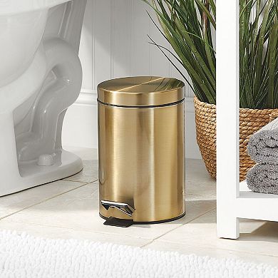 mDesign 3.2 Gallon Round Step Garbage Trash Can, Removable Liner - Soft Brass