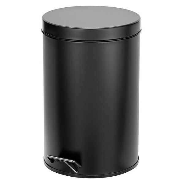 mDesign 12L Metal Round Step Garbage Trash Can with Removable Liner & Lid