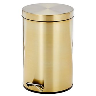 mDesign 3.2 Gallon Round Step Garbage Trash Can, Removable Liner - Soft Brass