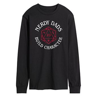 Men's Nerdy Dads Build Character Dungeons & Dragons D20 Graphic Tee