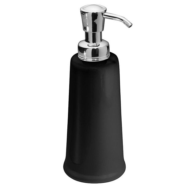 mDesign Ceramic Refillable Liquid Soap Dispenser Pump Black/Chrome