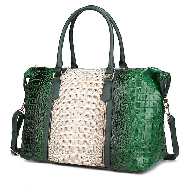  Satchel Bag Women's Vegan Leather Crocodile-Embossed