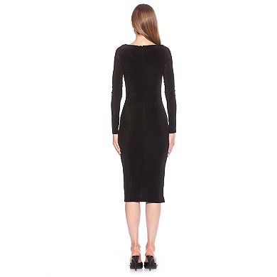 Women's ALEXIA ADMOR Tanya Twist Front Cutout Long Sleeve Midi Dress