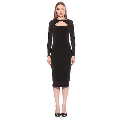 Women's ALEXIA ADMOR Tanya Twist Front Cutout Long Sleeve Midi Dress