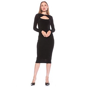 Women's ALEXIA ADMOR Tanya Twist Front Cutout Long Sleeve Midi Dress