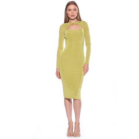 Женские платья ALEXIA Women's ALEXIA ADMOR Tanya Twist Front Cutout Long Sleeve Midi Dress