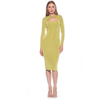 Women's ALEXIA ADMOR Tanya Twist Front Cutout Long Sleeve Midi Dress