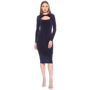 Women's ALEXIA ADMOR Tanya Twist Front Cutout Long Sleeve Midi Dress