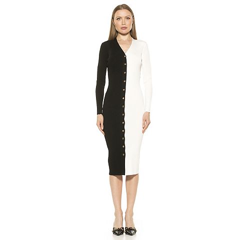 Женские платья ALEXIA Women's ALEXIA ADMOR Gemini Long Sleeve Button Front Knit Dress