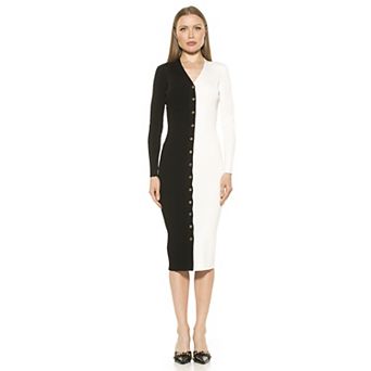 Women's ALEXIA ADMOR Gemini Long Sleeve Button Front Knit Dress