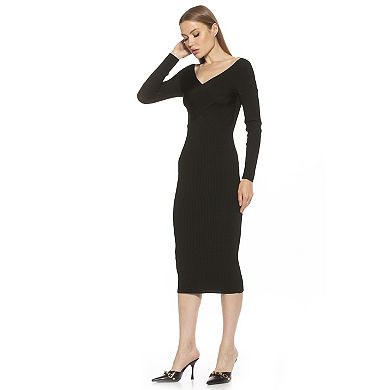 Women's ALEXIA ADMOR Christy Crossover Long Sleeve Ribbed Knit Dress