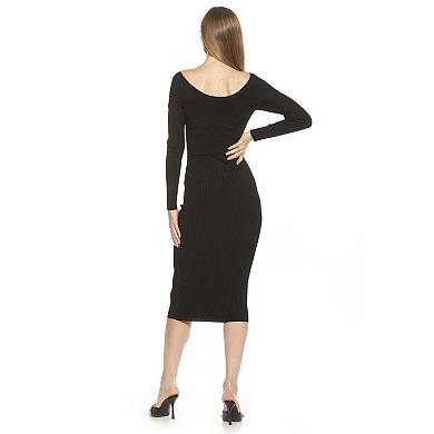 Women's ALEXIA ADMOR Christy Crossover Long Sleeve Ribbed Knit Dress