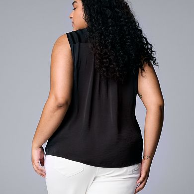 Plus Size Simply Vera Vera Wang Tie Pintuck Front Top