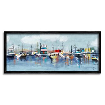 Stupell Home Decor Varied Boats Docked Port Marina Framed Wall Art