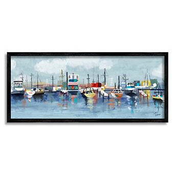 Stupell Home Decor Varied Boats Docked Port Marina Framed Wall Art