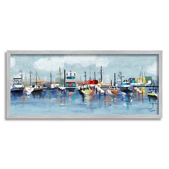Stupell Home Decor Varied Boats Docked Port Marina Framed Wall Art