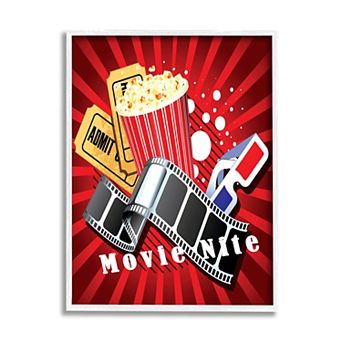 Stupell Home Decor Movie Nite Vintage Cinema Popcorn Framed Wall Art