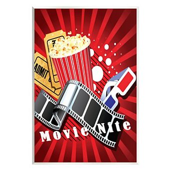 Stupell Home Decor Movie Nite Cinema Popcorn Wall Plaque